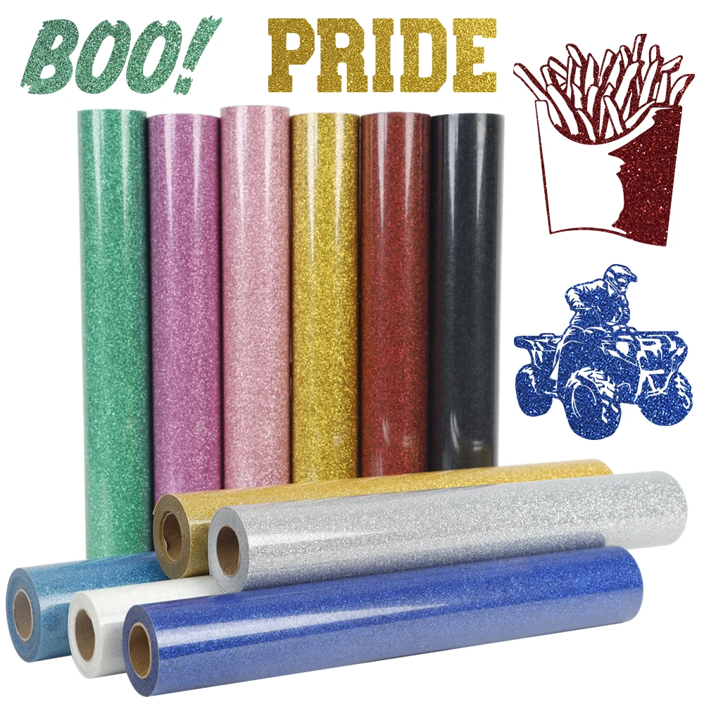 Glitter HTV Vinyl 30.48cm x 63.48cm Heat Transfer Printed Vinyl Roll for DIY Design