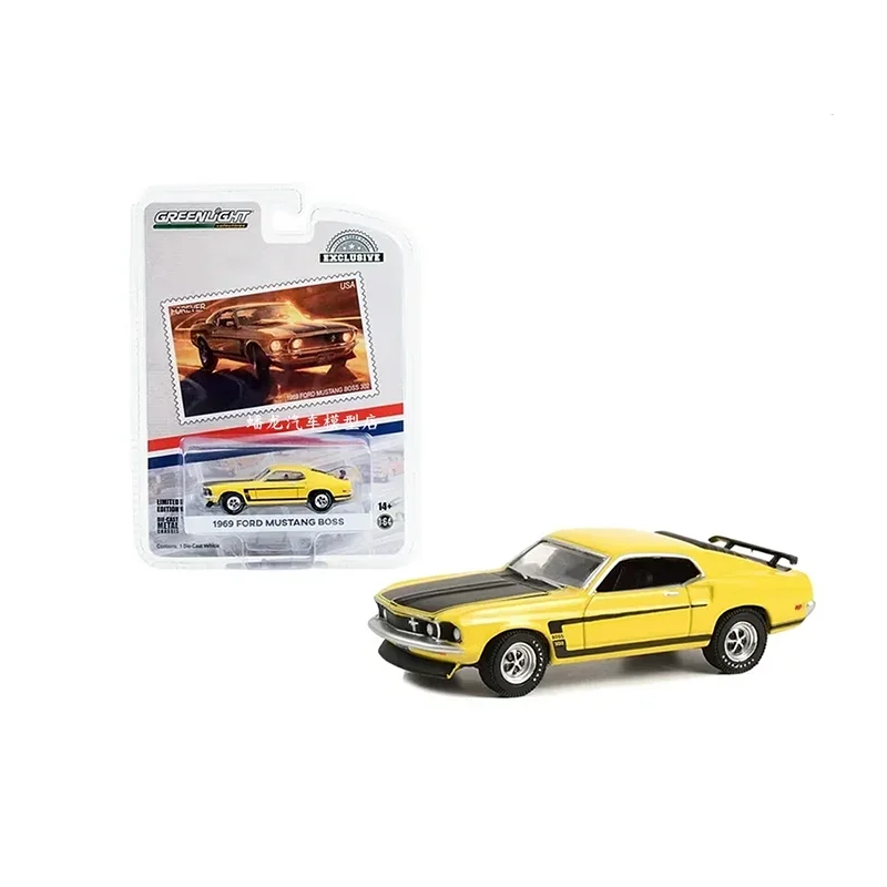 Greenlight Diecast 1:64 مقياس 1969 فورد موستانج بوس العضلات سيارة سبيكة محاكاة نموذج سيارة جمع عرض لعبة الهدايا