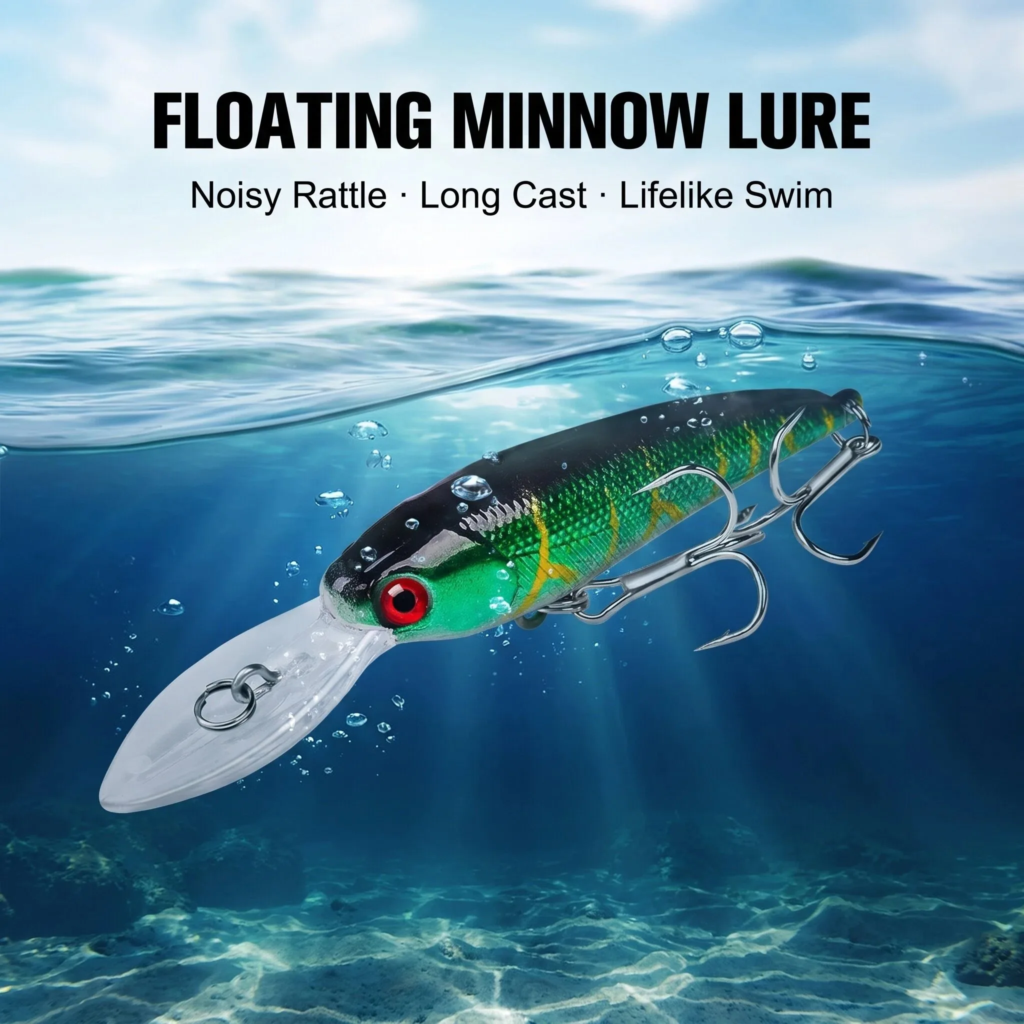 10PCS/Set 10 Colors Floating Minnow Crankbait Wobbler Hard Lure 9cm 8.3g Sharp 6# Treble Hook for Bass Perch Trout Pesca - view 2