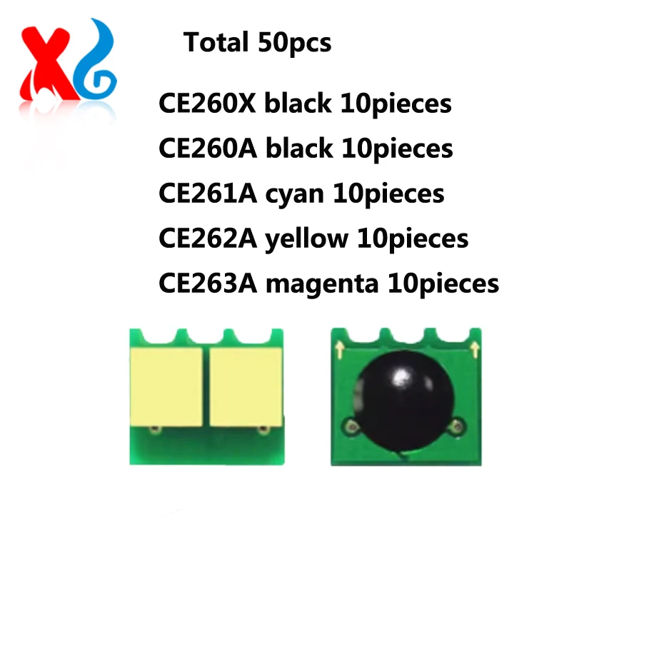 

50 шт. CE260A CE260X CE261A 647A 647X чип тонера для HP Color LaserJet CP4020 4025 4525 CP4025 CP4525 4020 чип картриджа с тонером