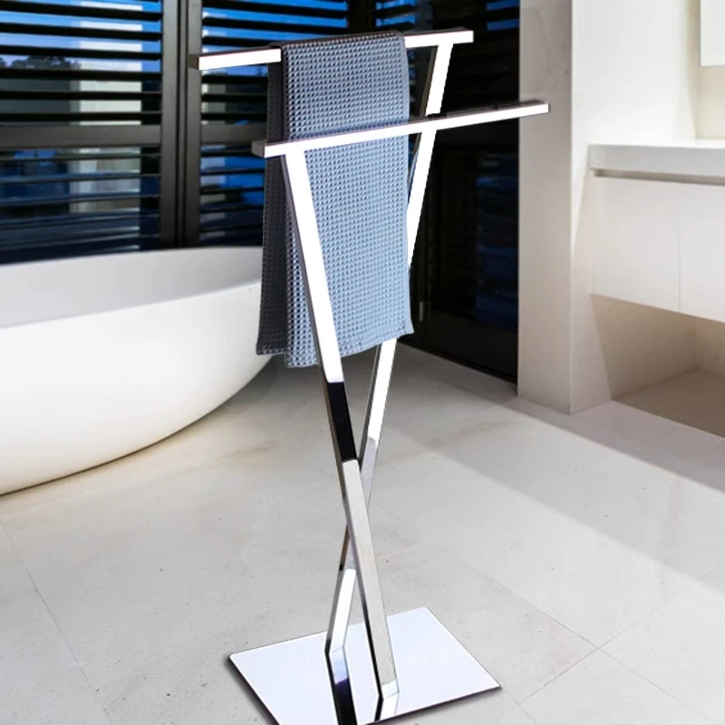 All-copper floor-to-ceiling towel rack, bathroom towel rack, high and low double bars