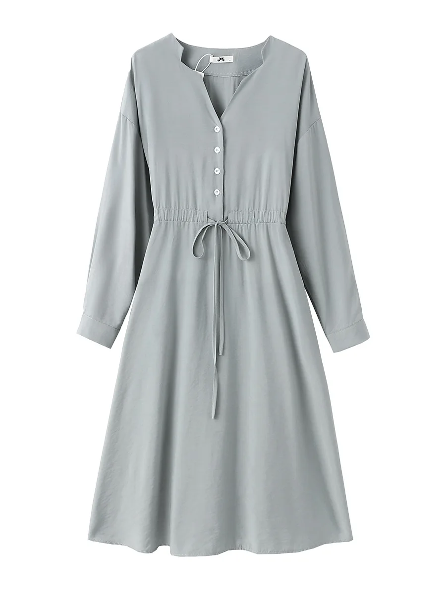 Sukienka damska plus size, rozmiar 150 kg+, biust 157 cm, jesienna, luźna, prosta, z długim rękawem, dekolt w serek, czarna, szara, rozmiary 5XL 6XL 7XL 8XL 9XL