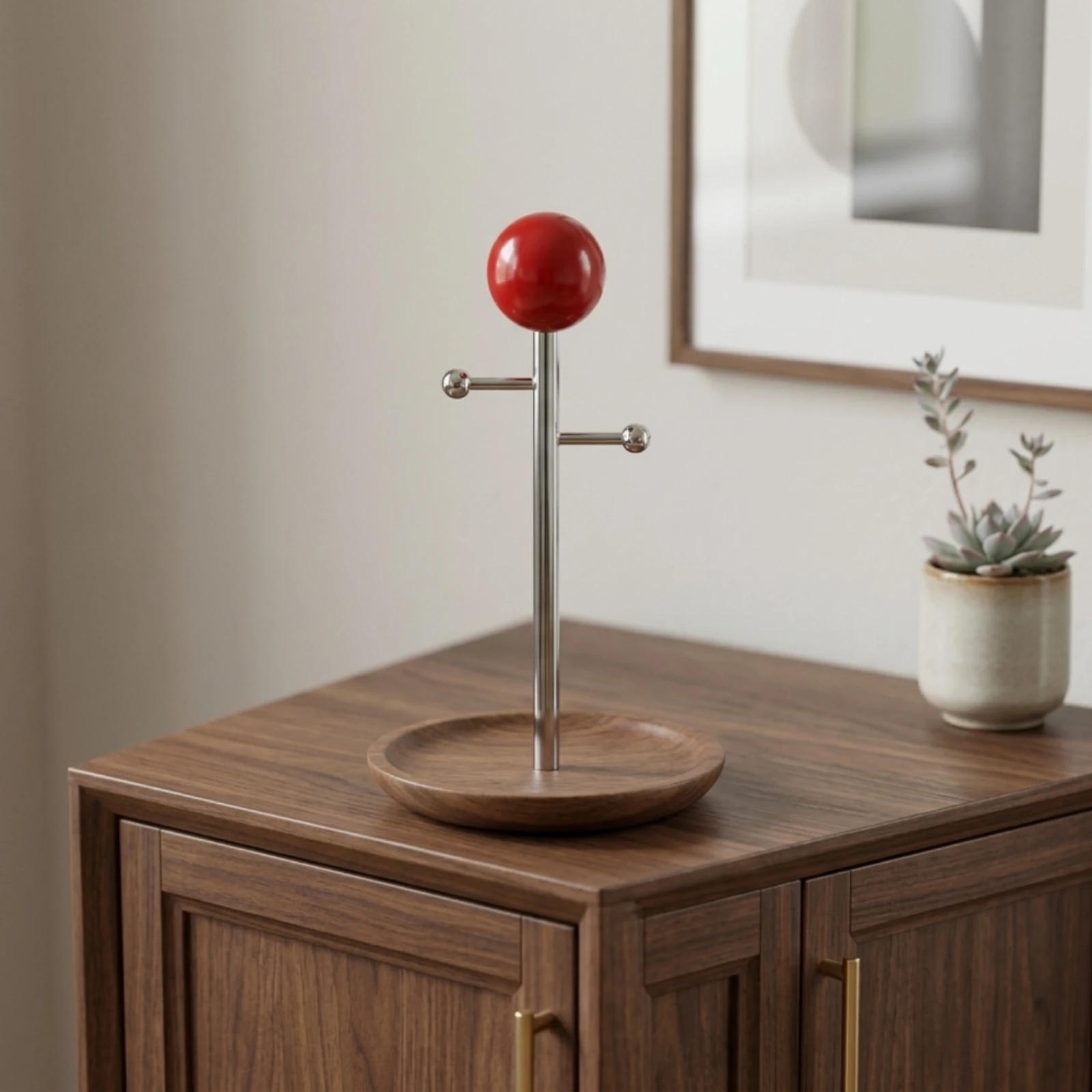 Key Rack with Wood Base Decorative Desktop Key Holder Organizer Vertical Practical for Entryway, Dresser