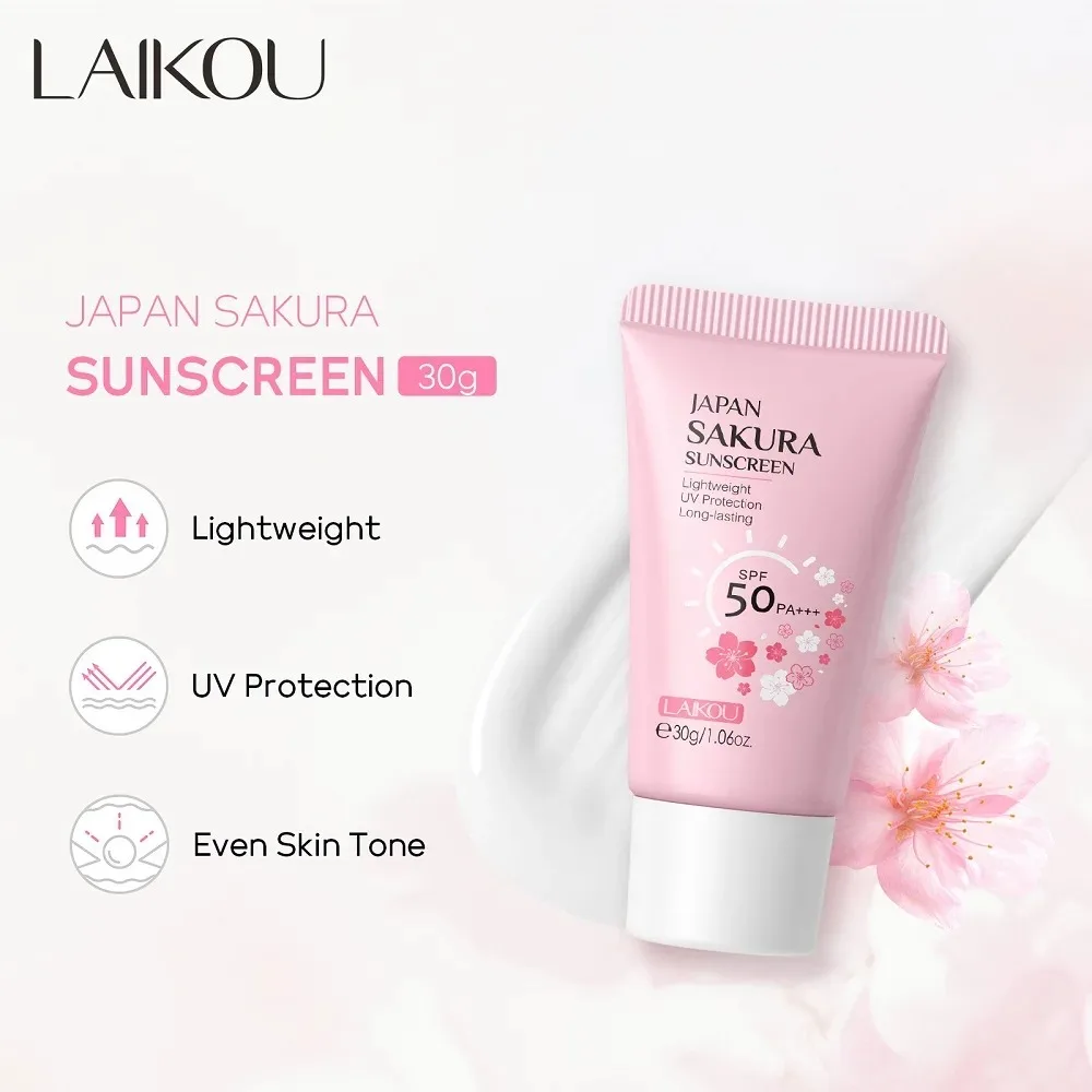 ساكورا كريم وقاية من الشمس SPF50 الوجه الشمس كتلة عزل غسول كريم حامي البشرة سطع مرطب البرق كريم