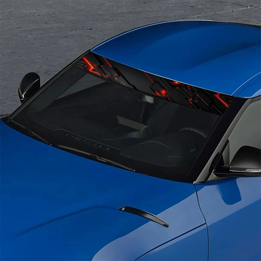 1 piece Cyber Neon Circuit Decorative Painting, Superior Performance, Unique Design, Front Windshield Sticker, Scratch Block