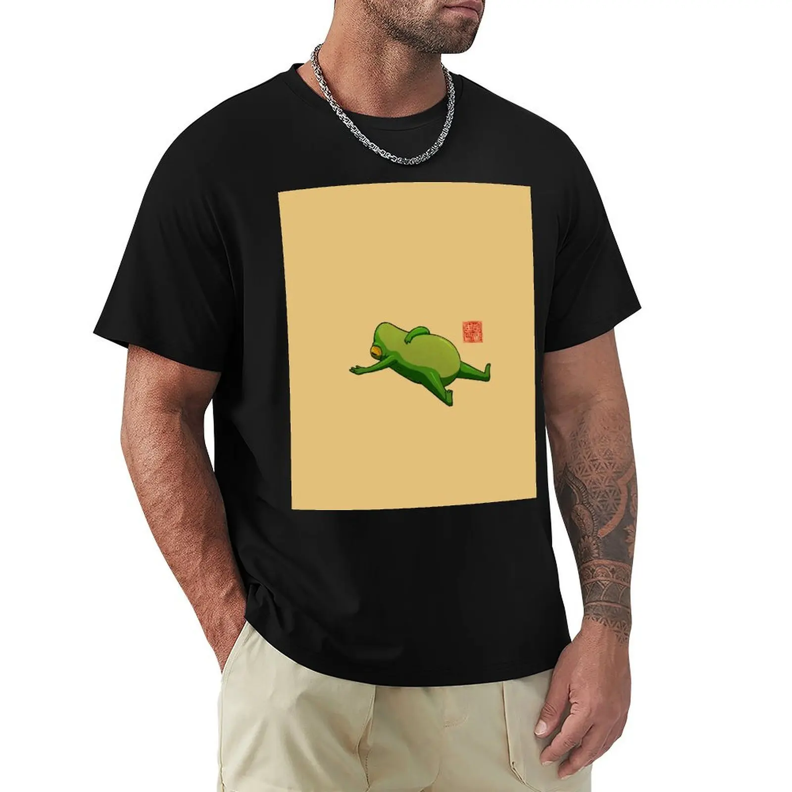 

Yoga Frog Mood T-Shirt oversizeds anime figures shirts graphic tee vintage anime shirt mens cotton t shirts