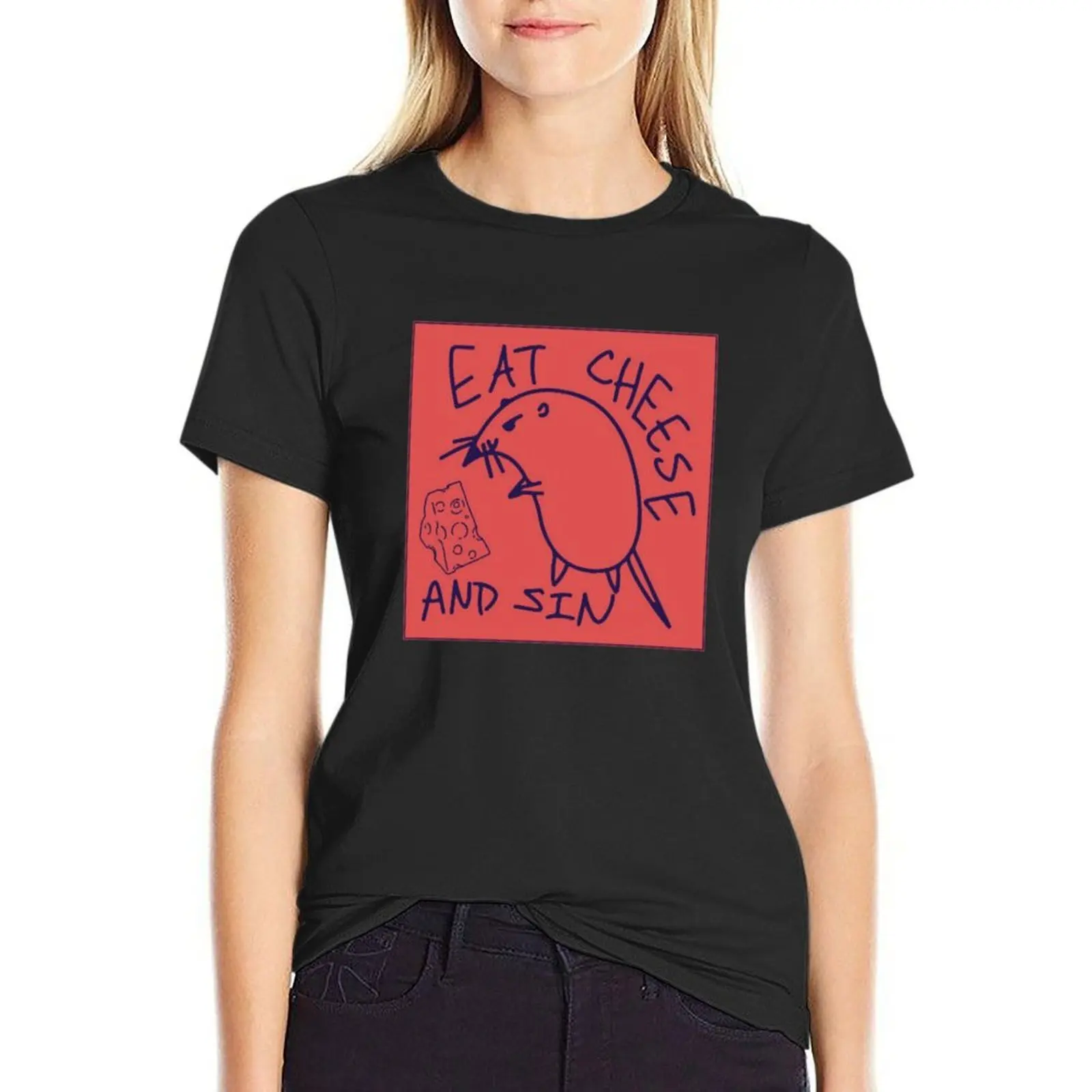 

Eat Cheese And Sin Funny Rat T-Shirt oversized sports fans sublime quick-drying womans clothing