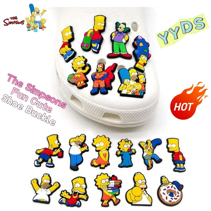 Nuevas Hebillas Divertidas y Lindas de los Simpsons para Zapatos, 18 Piezas, Creativas y de Alta Calidad, Accesorios de Decoración 3D para Zapatos con Orificios