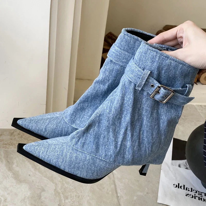 

Aneikeh/стрий стиль, пикантные ботильоны с острым носком и пряжкой на тонком каблуке, женские короткие ботильоны, весенне-осенняя обувь на молнии