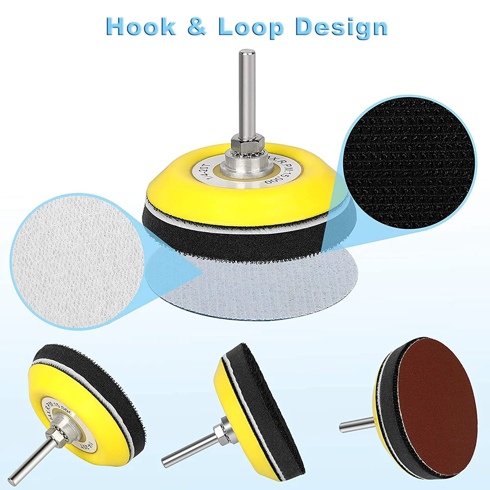 200 Cái 3Inch Giấy Nhám Bộ Móc Và Vòng Chà Nhám Đĩa Với Mút Giao Diện Miếng Lót Và Lưng Miếng Lót Cho Máy Khoan máy Xay Cầm Dụng Cụ Xoay