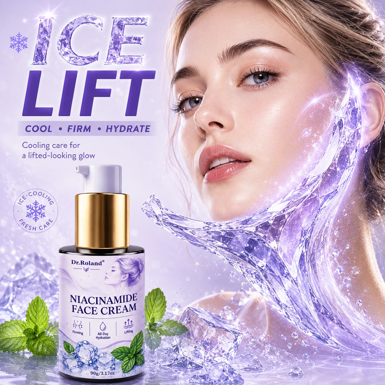 Hydrating Face Cream for Dry Skin Niacinamide Hyaluronic Acid Moisturizing Nourishing Facial Moisturizer for Face Neck Daily Ski