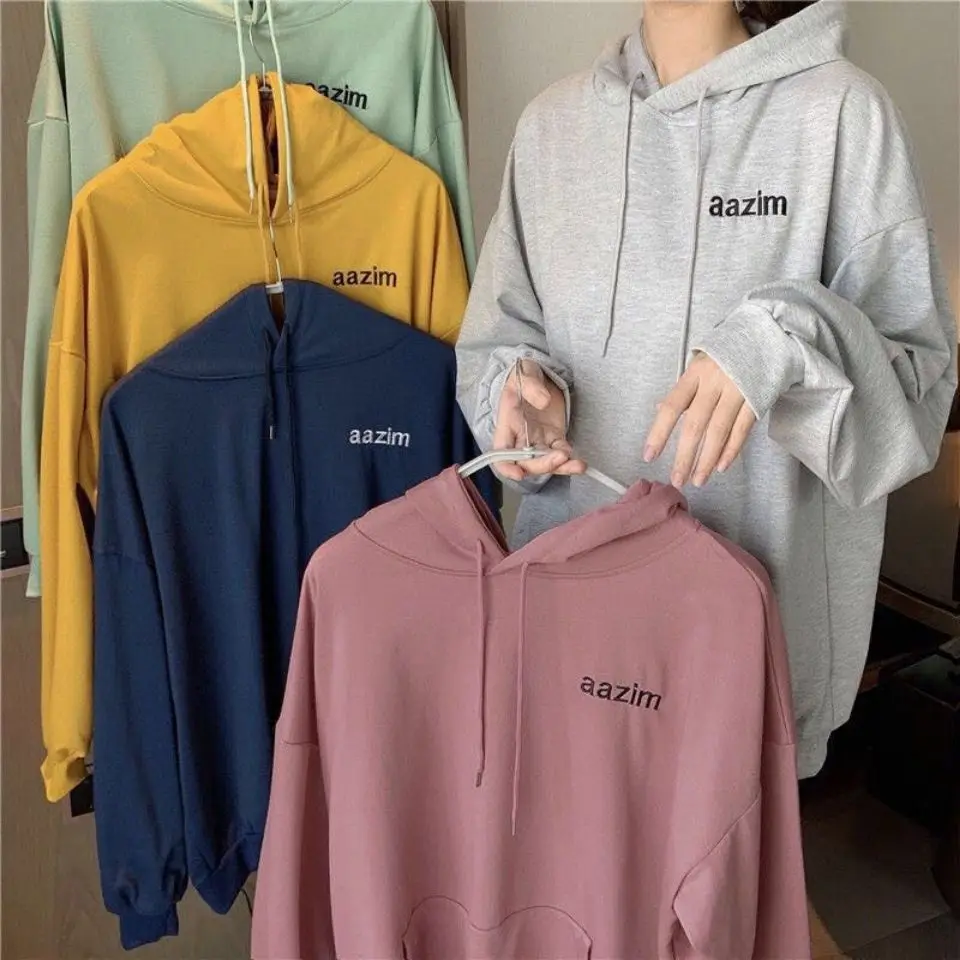 Women Hoodies Korean Hooded Shirt for Women Loose Causal Sweatshirts Pink Hoodies Women Green Sweatshirt Large Size Pullovers