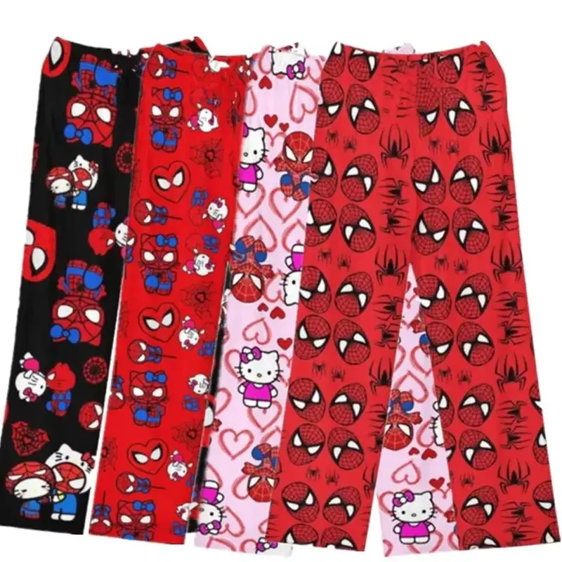 

2024 New Spider-man Cotton Loose Ladies Pajama Pants Pyjama Trousers Women Men Sleep Bottoms Lounge Wear Girl Sleep Pants Spring