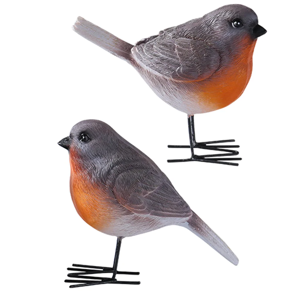 

2 Pcs Bird Animal Sculptures Ornaments Desktop Adornment Decorations Small Crafts