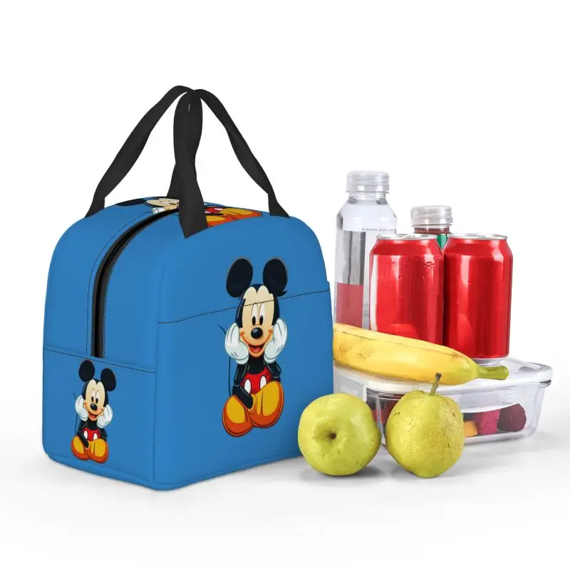 Custom Mickey Mouse Insulated Lunch Bag Waterproof Thermal Cooler Lunch Box Women Children Food Container Tote Bags