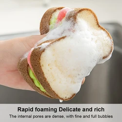 Kitchen Sponge Cleaning Wipe Dish Soft Cute Sandwich Shape Washable Non Scratch Cleaning Brush Home Clean Tool Gadget Cleaner