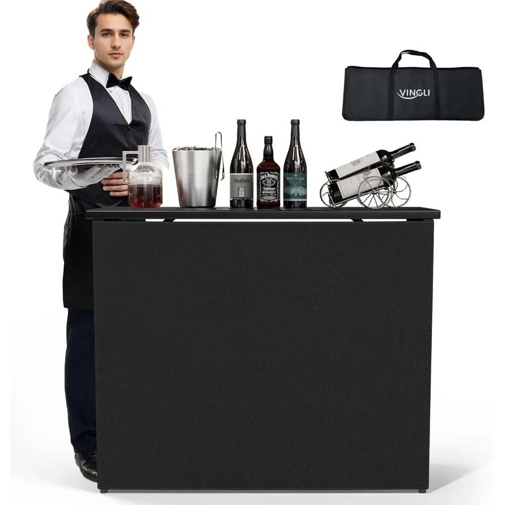 

45" Commercial Portable Bar Table for Events, Mobile Bar, Moblie Bartending Station, Outdoor Bar Indoor Pop Up Bar Table with S