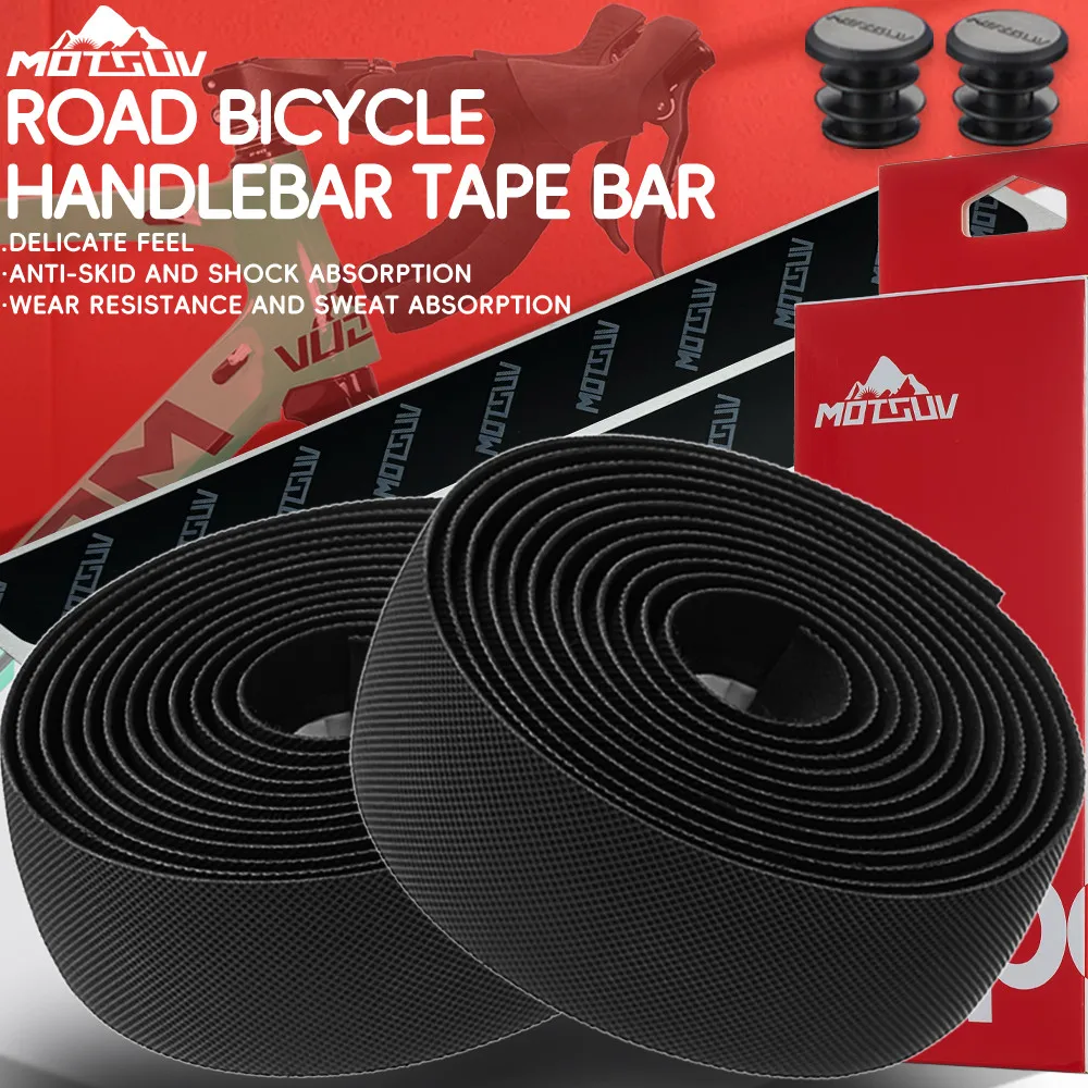 MOTSUV Road Bike Handlebar Tape PU+EVA  Anti-slip Shockproof Bar Wraps Fixing Straps Cycling Handlebar Tapes Bicycle Accessories