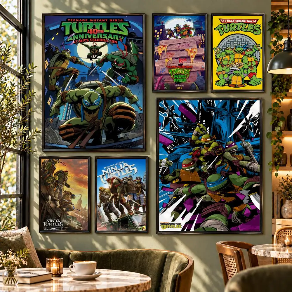 Comic Teenage Mutant Ninja Turtles Art Poster HD Self Adhesive Wall Decor for Bedroom Dorm Room Office Gaming Room Gift