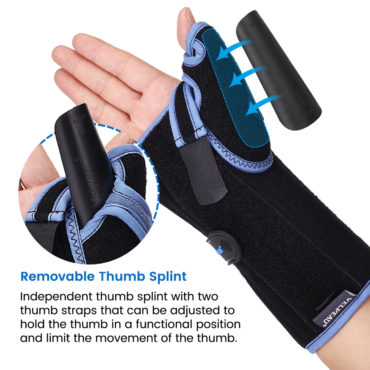 VELPEAU Wrist Brace with Thumb Stabilizer Adjustable for Tenosynovitis, Tendonitis and Pain Relief Wrist Splint with Drawstring