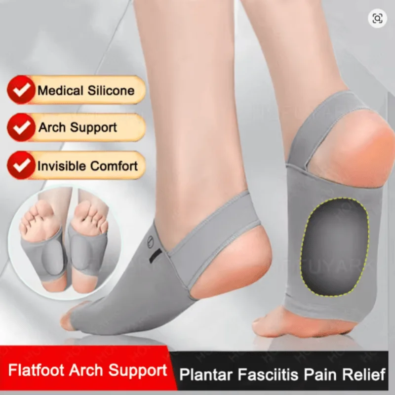 Silikon-Bogenstützeinlagen für Damen und Herren, Plattfußkorrektur, Plantarfasziitis-Schmerzlinderung, Socken mit Stützfunktion, orthopädische Einlagen – Detail 2