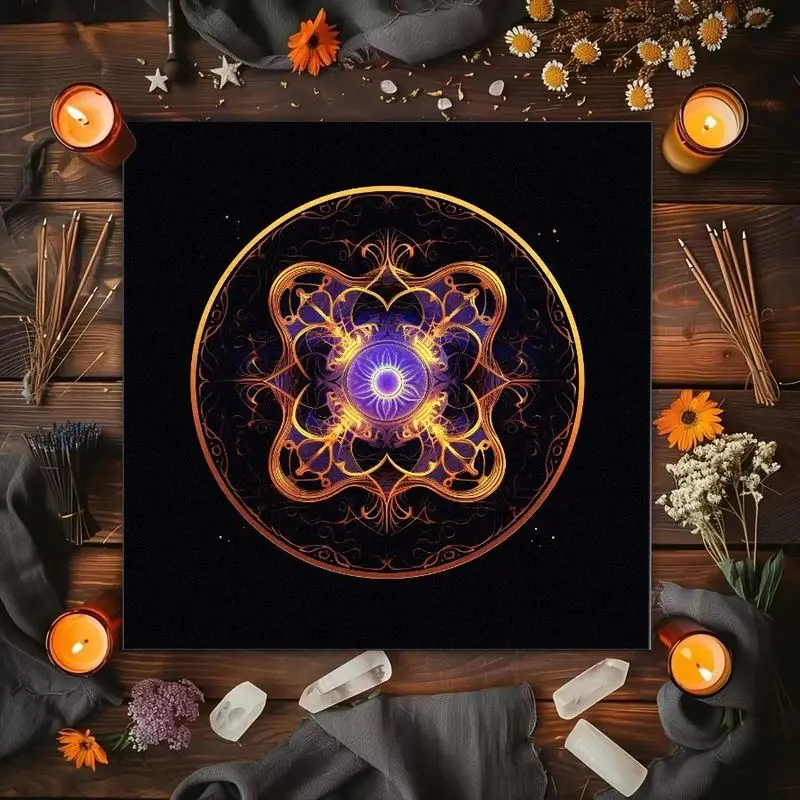 VIKAMA Gilded Butterfly Blossoms Tarot Tablecloth, Mystical Divination Altar Cloth Ceremony for Spiritual Room Decor