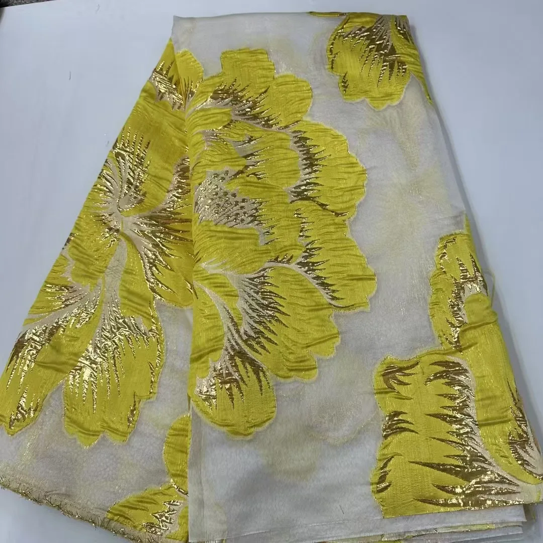 

2025 Nigerian Brocade Jacquard Lace Fabric African 5Yards Fashion Embroidered Lace Fabrics for Women Sewing NJ6365