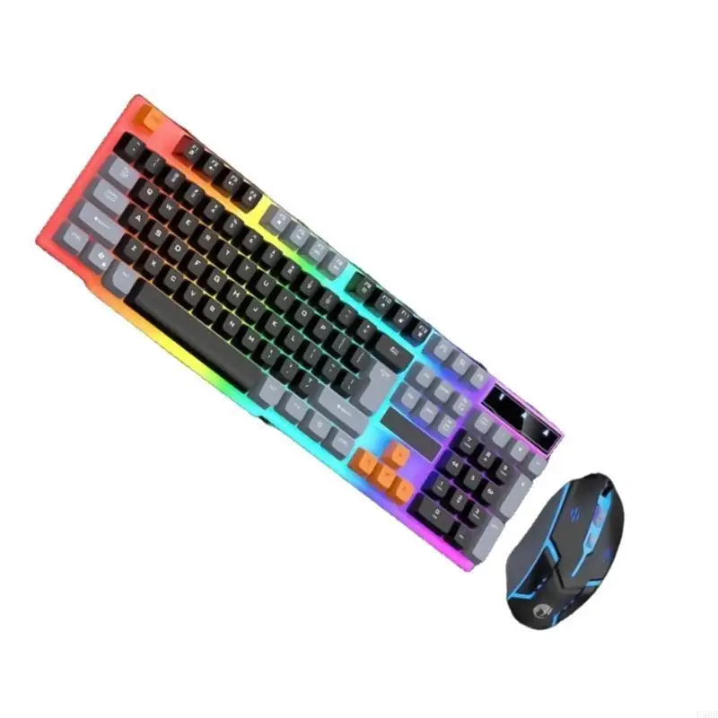 

D5BB Gaming Keyboard and Mouse Combo 104 Key LED Backlit Keyboard 1600DPI Mouse