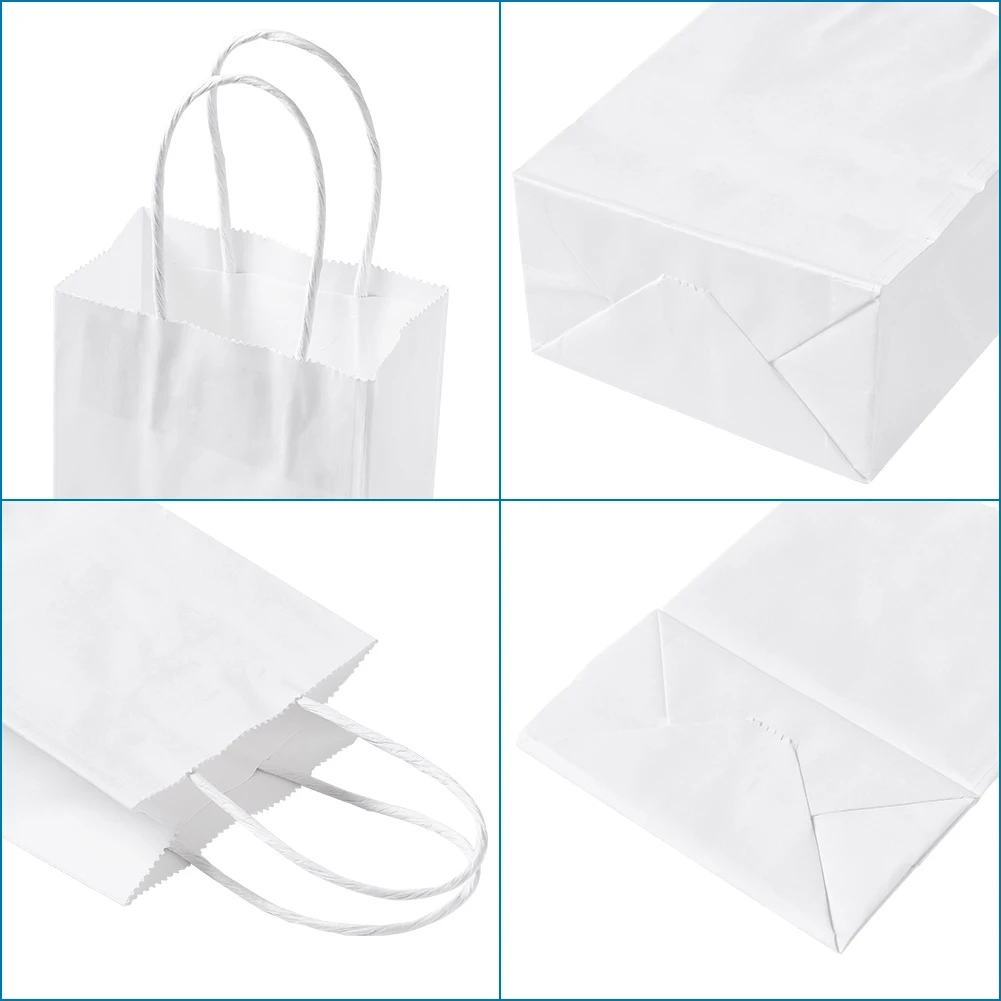 10pcs-12pc Rectangle Pure Color Kraft Paper Bags Gift Bags Shopping Bags with Paper Twine Handles for Party Gift Wrapping