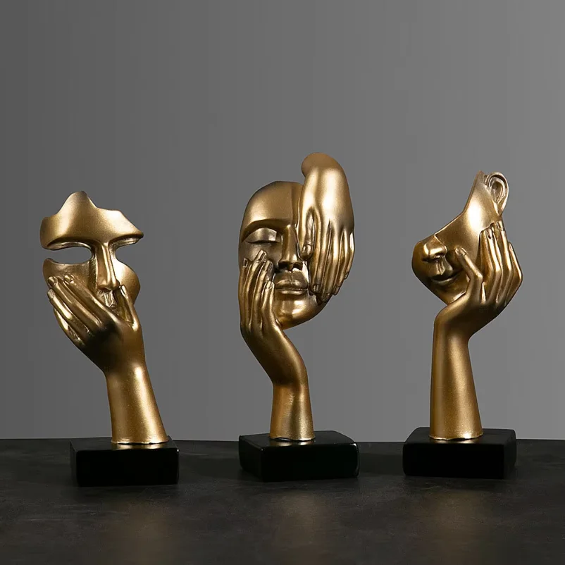 

Resin Abstract Mask Statues European Miniature Figurines for Interior Home Office Study Desktop Figure Ornament Decor Gift