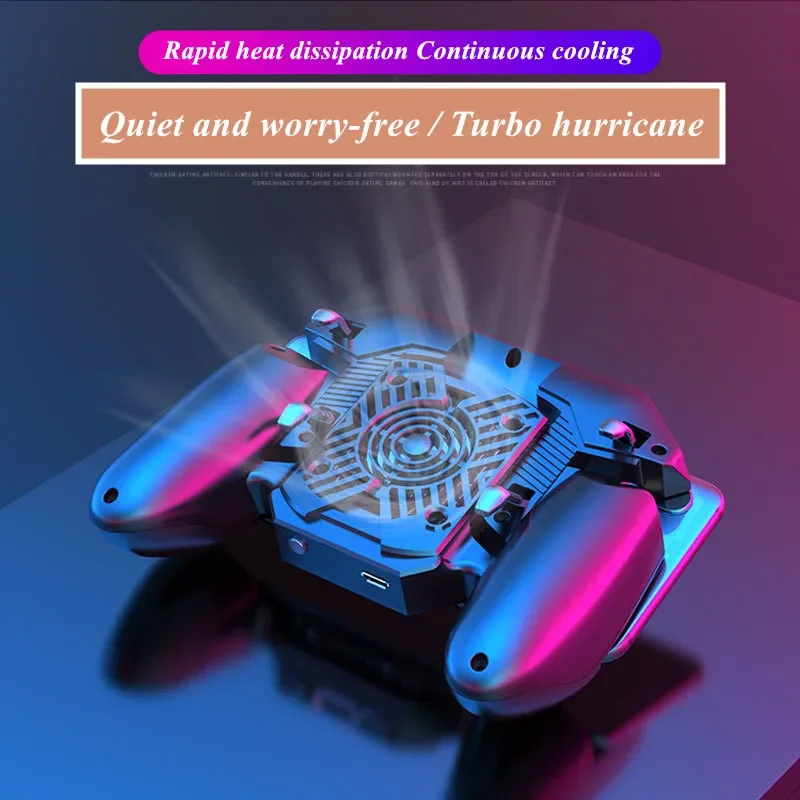 MEMO ABS Gamepad ponsel enam jari, joystick AK88 dengan kipas pendingin untuk PUBG tujuan menembak pegangan game untuk IPhone Android