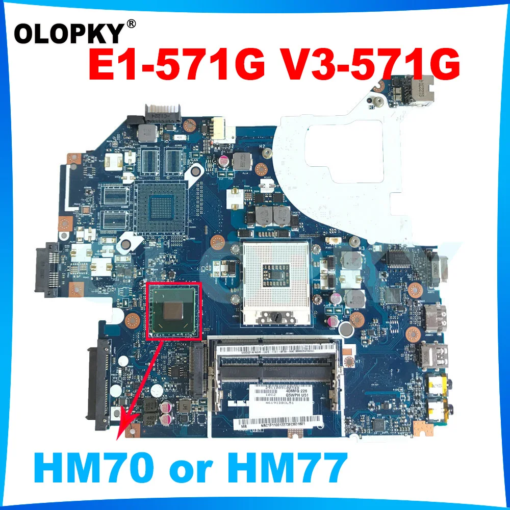 Q5WVH Q5WV1 LA-7912P motherboard for Acer Aspire E1-531 E1-571G V3-571G laptop motherboard with HM70/HM77 DDR3 fully tested