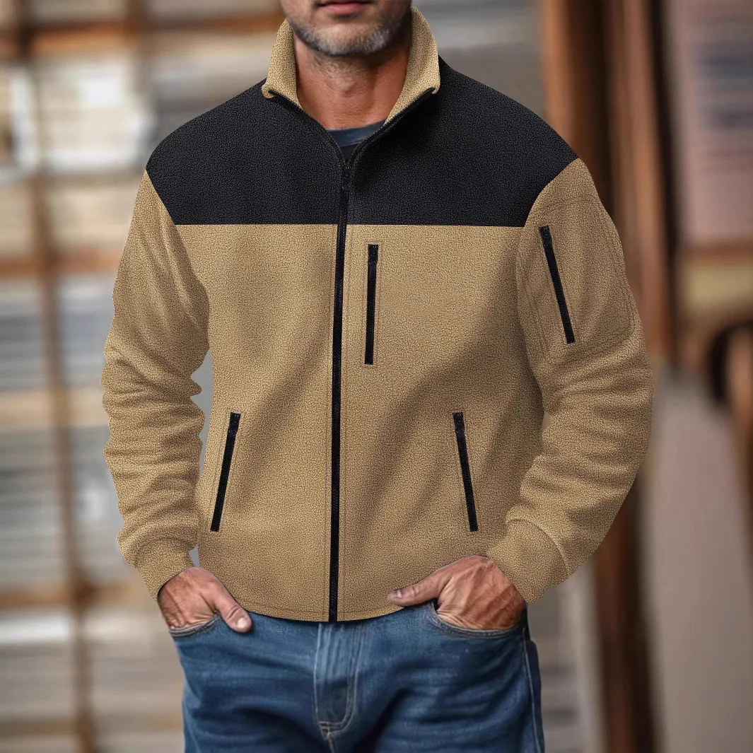Spring Autumn Patchwork Fashion Jackets Men Stand Collar Zipper Casual Outwear Coat Male Loose Windbreaker Jacket Sports Coat