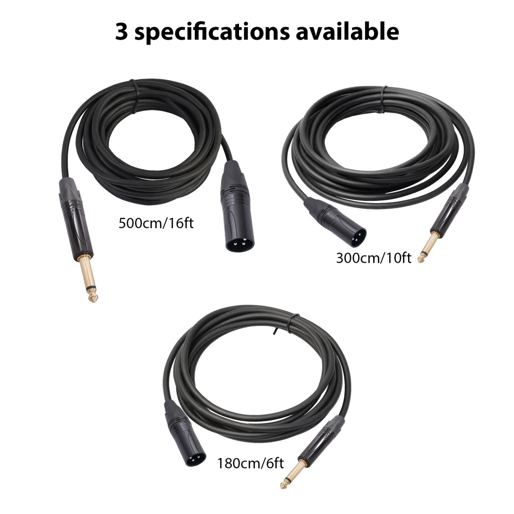 6.35mm Audio Cable TRS Stereo Male to XLR Male Balanced Interconnect Cord Patch Cable for Mixer Speaker Plug Play Plug