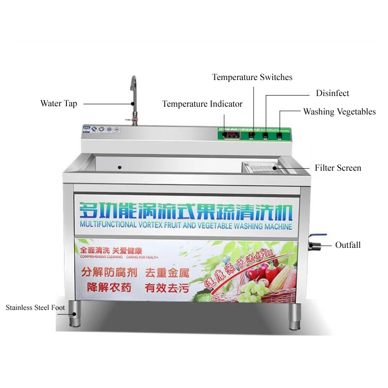 Large Fruit Vegetable Washing Machine Industrial Home Type Fruit Washing Machine Vegetable Bubble Washer