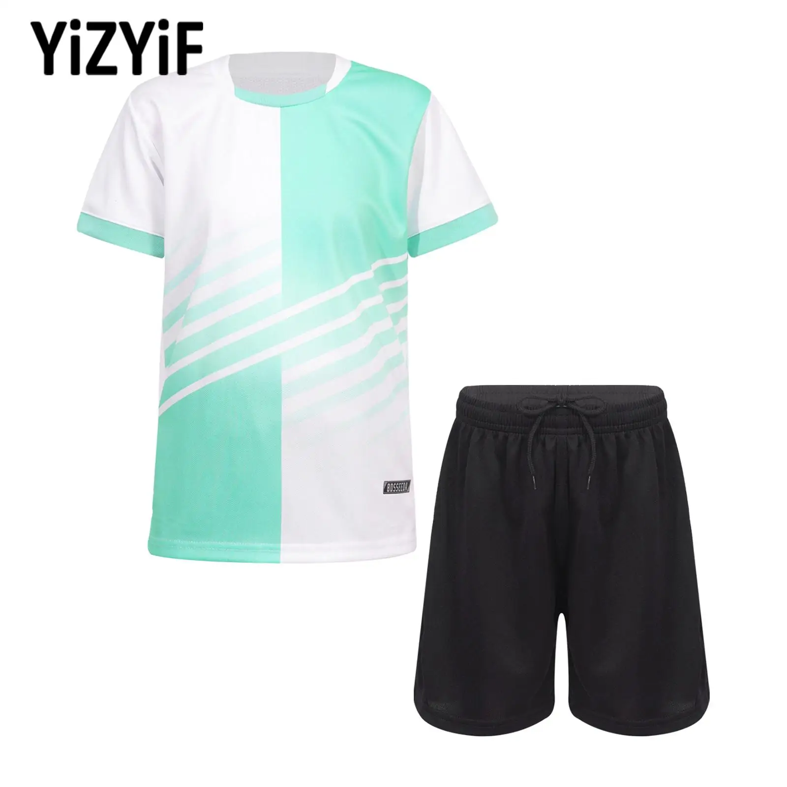 Kids Boys Football Tennis Sport Suit Short Sleeve T-shirt And Shorts Set Soccer Basketball Uniform Game Training Sportswear