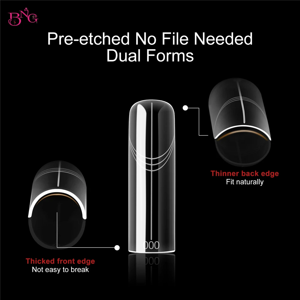 BNG UV 젤 용 네일 확장 양식 확대 빠른 빌딩 금형 듀얼 양식 손톱 상단 양식 매니큐어 도구 금형 150PCS