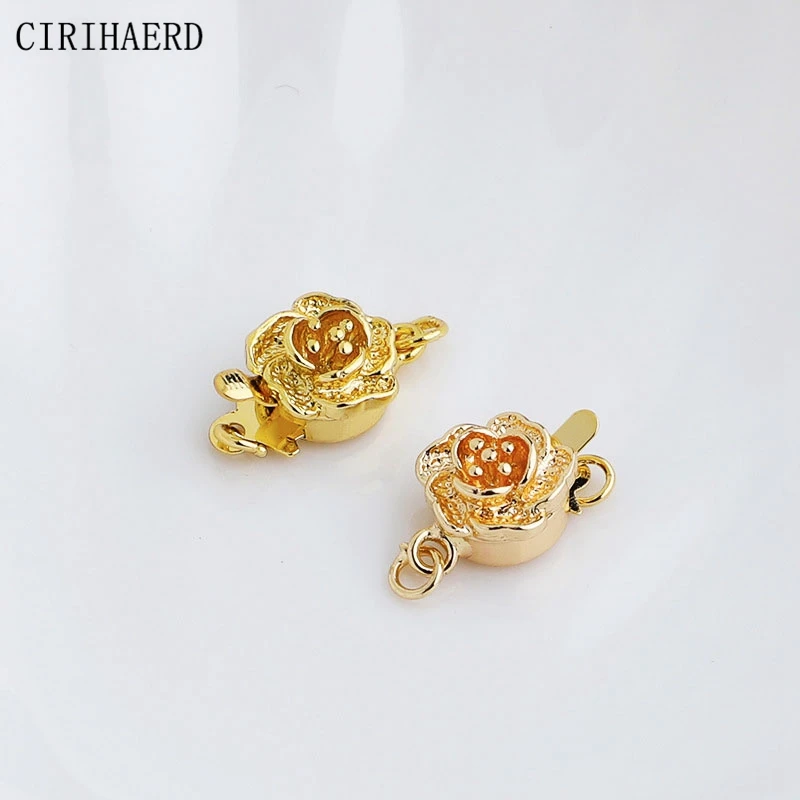 

14K/18K Gold Plated Flower Clasps For DIY Pearl Bracelet Necklace Jewelry Making Supplies Accessories Connections End Buckle