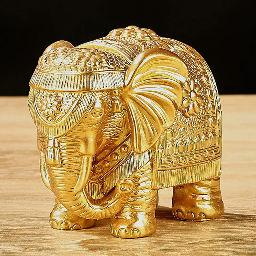 Gold Elephant Statue Resin Elephant Figurine Brings Good Luck Health Strength Elephant Decor Home Office Decor Living Room Decor