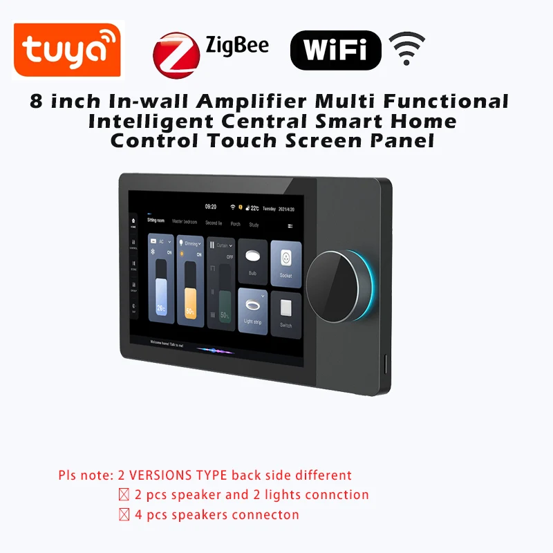 Smart Home 8-inch Android 8.1 TUYA Bluetooth Wall Amplifier Mini Touch Screen 4 * 25W Stereo Home Theater Bedroom Audio System