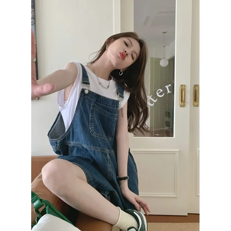 Damen-Jeans-Strampler, Playsuits, glättet Silhouette, Schweißbuchstaben, raffiniert, locker sitzend, Frühling und Herbst, Manschetten, lockere Passform, hohe Ins