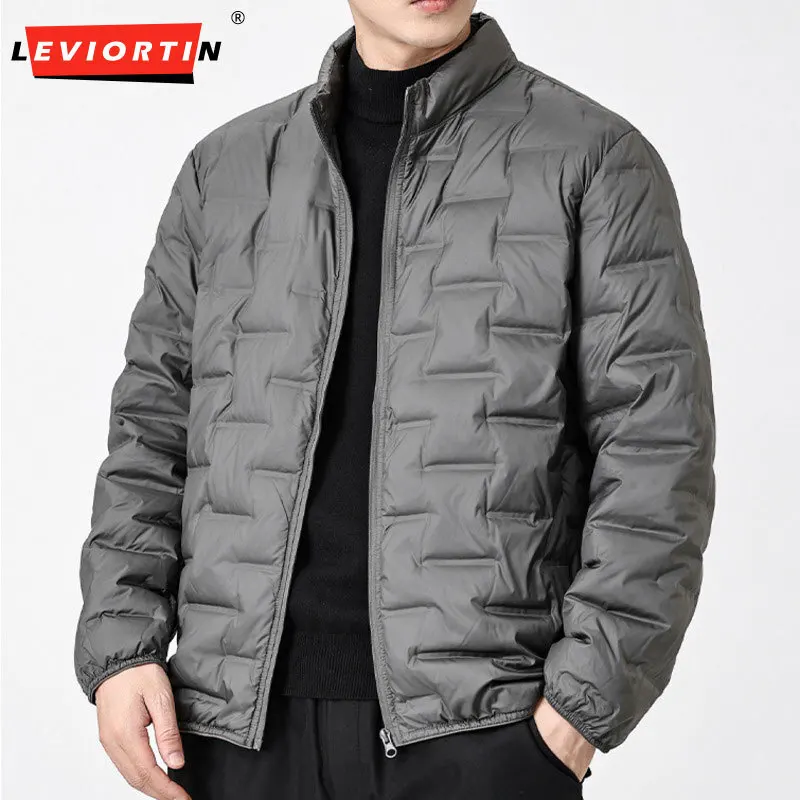 winter men's versatile trend windproof and warm stand up collar outdoor jacket with fashionable loose pocket design down jacket