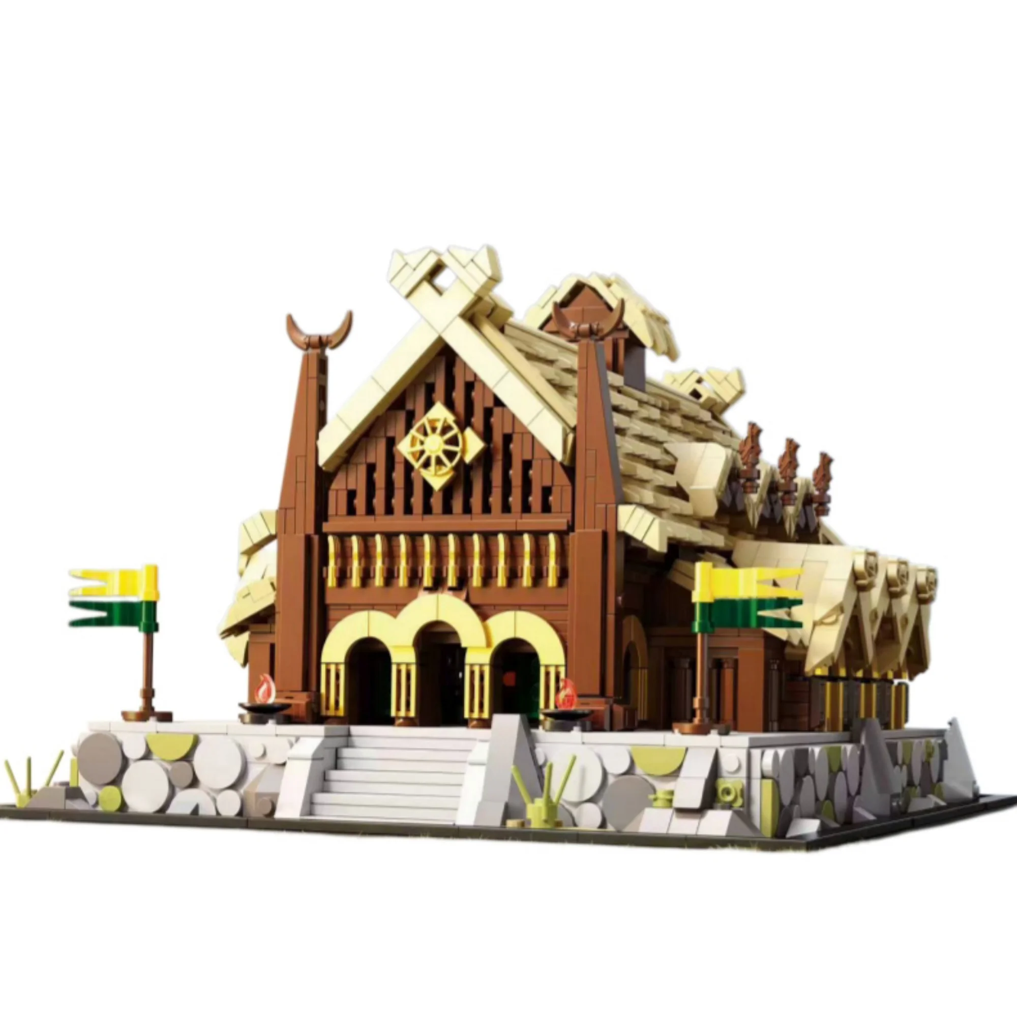 2321pcs Golden Hall Building Blocks Street View Lord Rings Architecture Modular Construction Model Bricks Toys for Adults Gifts view 4