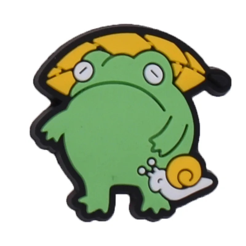 Wholesale 1pcs PVC Shoe Accessories for Crocs Charms Funny Green Frog Badge Women Sandals Buckle Kids Pins Men Decoration Jeans