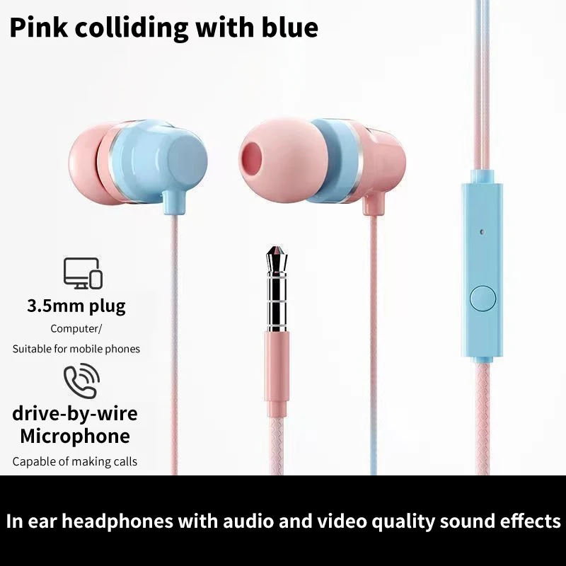 Handy kabel gebundene Kopfhörer In-Ear einfach mit Mikrofon Macaron 3,5mm Silikon Ohr stöpsel Kabel Headset Heavy Bass Musik Kopfhörer