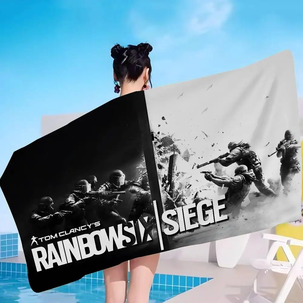 FPS Game Tom C-Clancy S-Rainbow S-Six S-Siege Big Microfiber Beach Towels Quick Dry Towel Sand Pool Towel for Travel Swim Pool