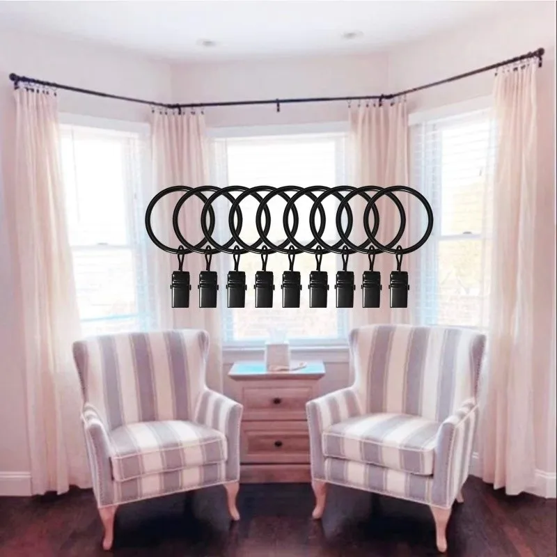 32mm Curtain Clip Rings 12 pcs, Sturdy Metal Ring, Rust Resistant Finish, for Bedroom Window Curtains