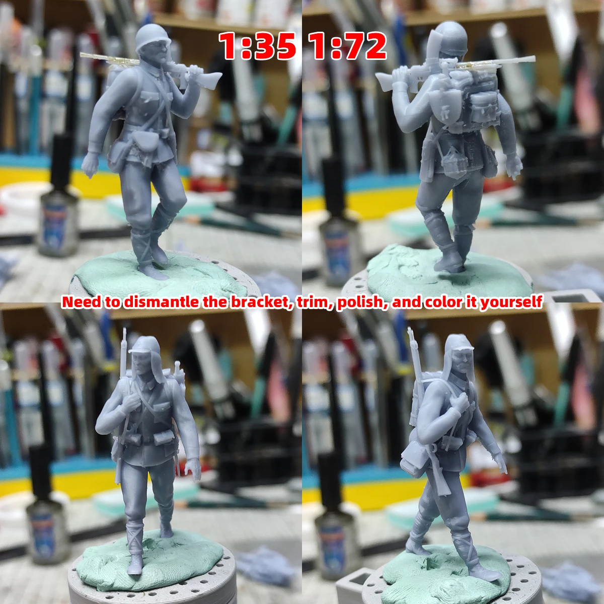Maßstabsgetreuer Miniaturmodellbausatz, japanische Armeesoldaten, Militär, zum Zusammenbauen, unbemalter Figurenkörper, 5-teiliges Set, 1939–1945, 1/35, 1/48, 1/72 – Detail 1