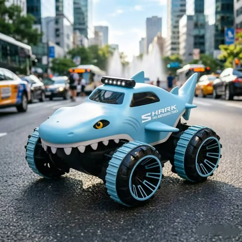 Cool Stuff Toy Car Funny Gift-Kawaii Rc Truck,Simulation Shark 4WD Rc Cars,Remote Control Car Model,Monster Truck,Toys for Kids