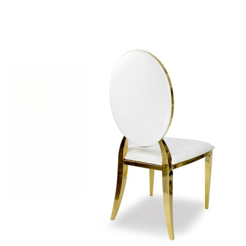 

Factory Wholesale Stainless Steel Chair Gold Electroplating Hotel Banquet Chair Stackable Round Back Chair Wedding Restaurant
